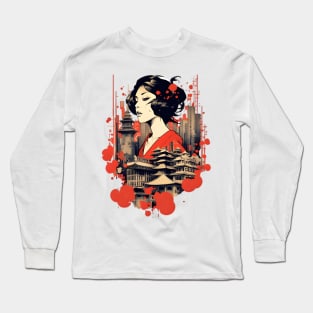 Chinese Beauty Imperial Temple Collage Long Sleeve T-Shirt